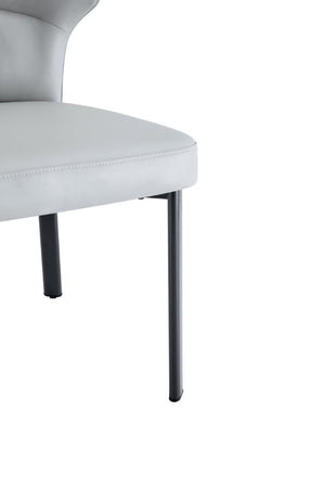 English Elm Light Gray PU Leather Pleated Back Dining Chairs with Matte Black Legs Set of 2 W1151P463588