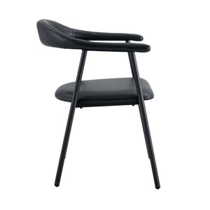 English Elm 4-Piece Matte PU Leather Dining Chair Set with Steel Legs for Modern Interiors Black W1151P473198