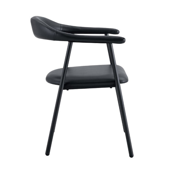 English Elm 4-Piece Matte PU Leather Dining Chair Set with Steel Legs for Modern Interiors Black W1151P473198