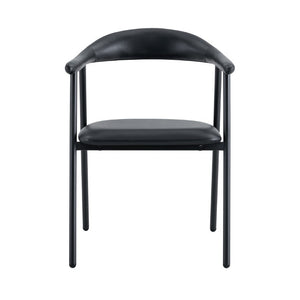 English Elm 4-Piece Matte PU Leather Dining Chair Set with Steel Legs for Modern Interiors Black W1151P473198