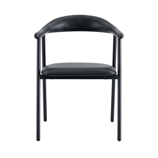 English Elm 4-Piece Matte PU Leather Dining Chair Set with Steel Legs for Modern Interiors Black W1151P473198