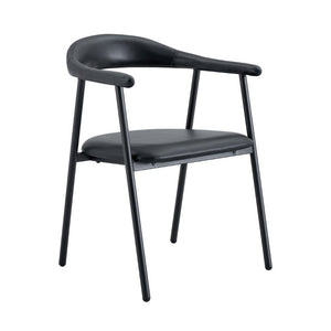 English Elm 4-Piece Matte PU Leather Dining Chair Set with Steel Legs for Modern Interiors Black W1151P473198