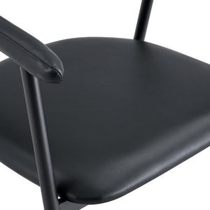 English Elm 4-Piece Matte PU Leather Dining Chair Set with Steel Legs for Modern Interiors Black W1151P473198