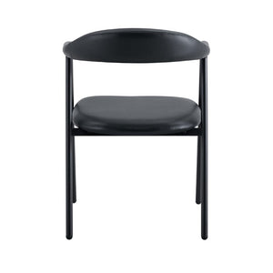 English Elm 4-Piece Matte PU Leather Dining Chair Set with Steel Legs for Modern Interiors Black W1151P473198