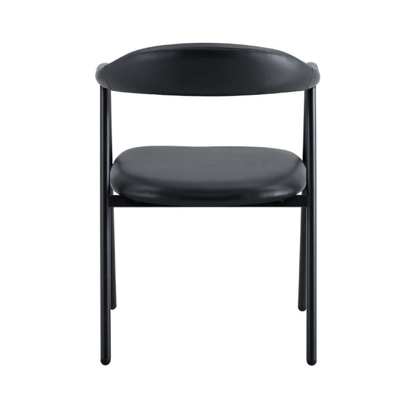 English Elm 4-Piece Matte PU Leather Dining Chair Set with Steel Legs for Modern Interiors Black W1151P473198
