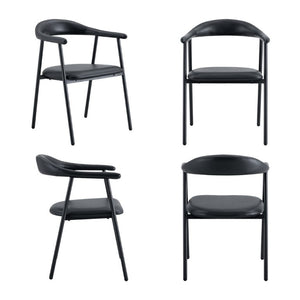 English Elm 4-Piece Matte PU Leather Dining Chair Set with Steel Legs for Modern Interiors Black W1151P473198