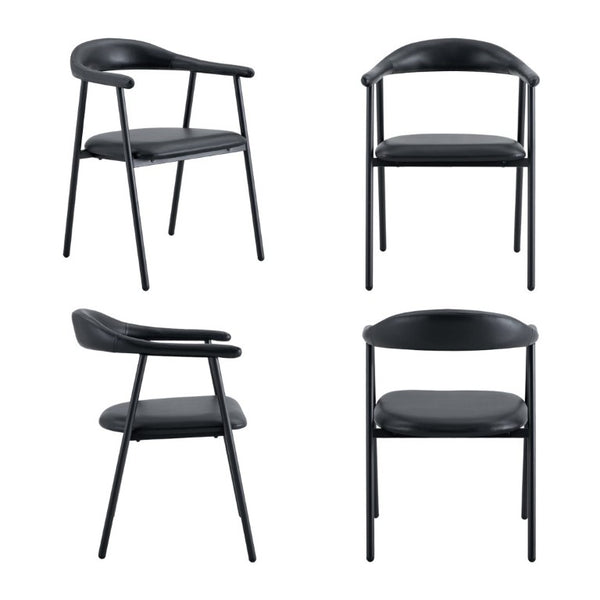English Elm 4-Piece Matte PU Leather Dining Chair Set with Steel Legs for Modern Interiors Black W1151P473198