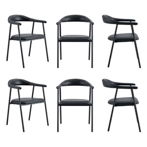 English Elm 4-Piece Matte PU Leather Dining Chair Set with Steel Legs for Modern Interiors Black W1151P473198