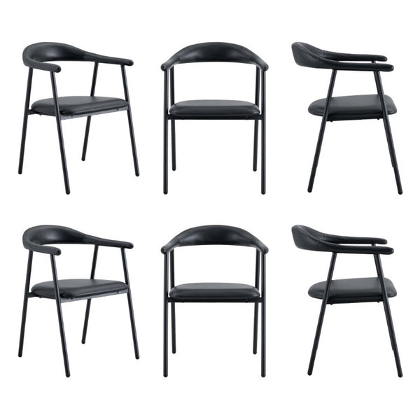 English Elm 4-Piece Matte PU Leather Dining Chair Set with Steel Legs for Modern Interiors Black W1151P473198