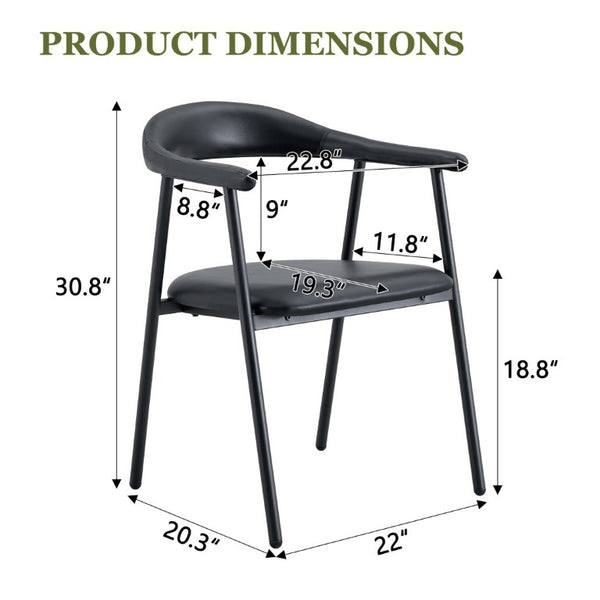 English Elm 4-Piece Matte PU Leather Dining Chair Set with Steel Legs for Modern Interiors Black W1151P473198