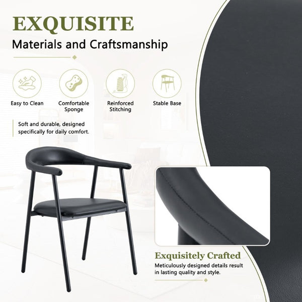 English Elm 4-Piece Matte PU Leather Dining Chair Set with Steel Legs for Modern Interiors Black W1151P473198