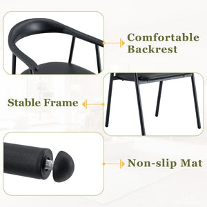 English Elm 4-Piece Matte PU Leather Dining Chair Set with Steel Legs for Modern Interiors Black W1151P473198