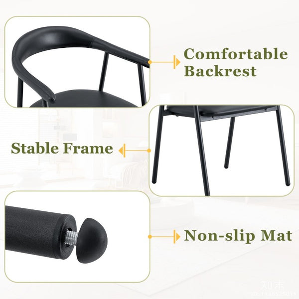 English Elm 4-Piece Matte PU Leather Dining Chair Set with Steel Legs for Modern Interiors Black W1151P473198