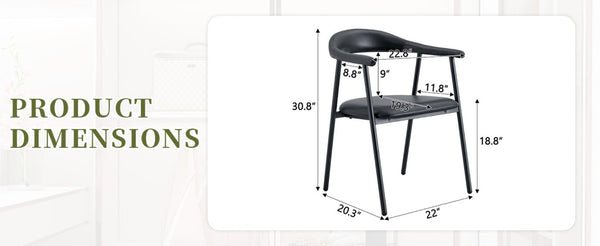 English Elm 4-Piece Matte PU Leather Dining Chair Set with Steel Legs for Modern Interiors Black W1151P473198