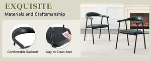 English Elm 4-Piece Matte PU Leather Dining Chair Set with Steel Legs for Modern Interiors Black W1151P473198