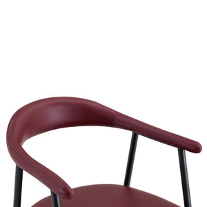 English Elm 4-Piece Matte PU Leather Dining Chair Set with Steel Legs for Modern Interiors Red+Black W1151P473199