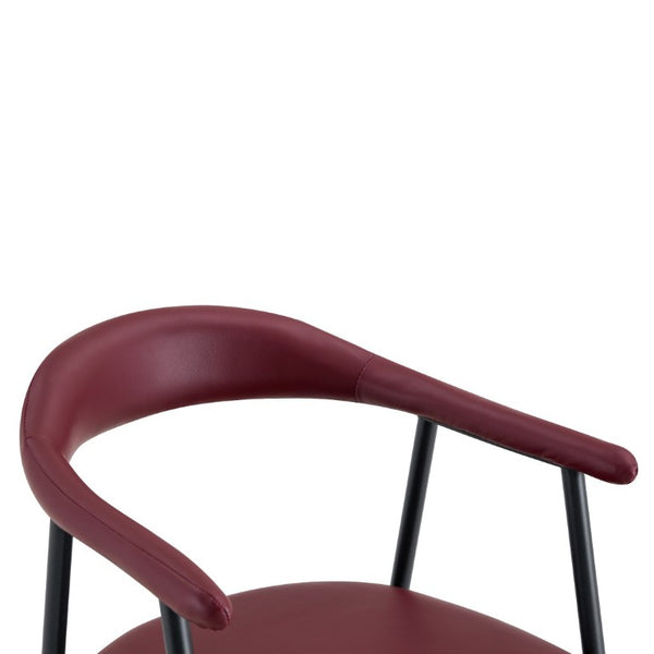 English Elm 4-Piece Matte PU Leather Dining Chair Set with Steel Legs for Modern Interiors Red+Black W1151P473199