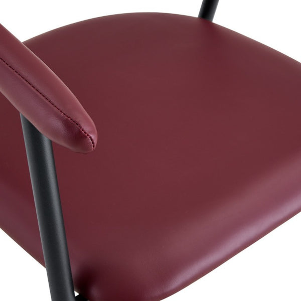 English Elm 4-Piece Matte PU Leather Dining Chair Set with Steel Legs for Modern Interiors Red+Black W1151P473199
