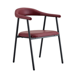 English Elm 4-Piece Matte PU Leather Dining Chair Set with Steel Legs for Modern Interiors Red+Black W1151P473199