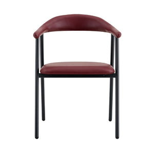 English Elm 4-Piece Matte PU Leather Dining Chair Set with Steel Legs for Modern Interiors Red+Black W1151P473199