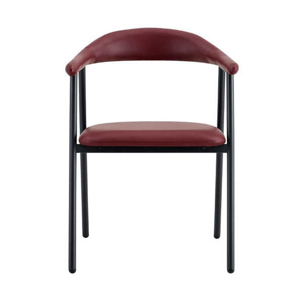 English Elm 4-Piece Matte PU Leather Dining Chair Set with Steel Legs for Modern Interiors Red+Black W1151P473199