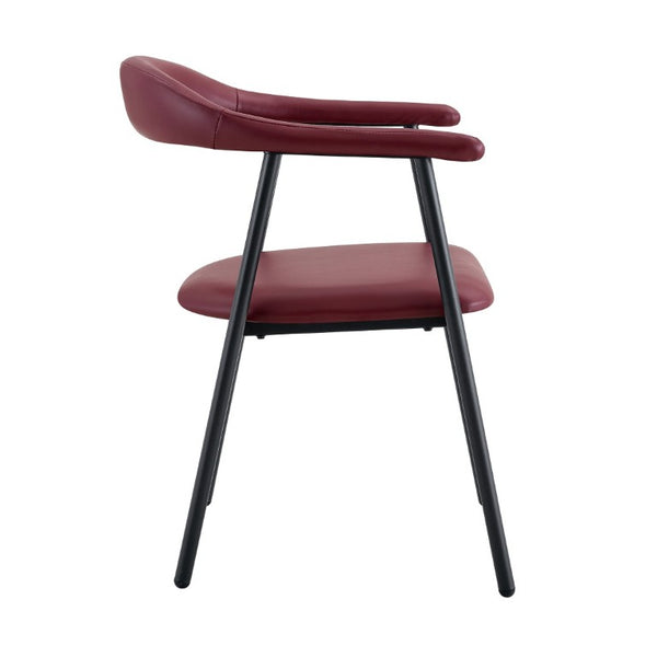 English Elm 4-Piece Matte PU Leather Dining Chair Set with Steel Legs for Modern Interiors Red+Black W1151P473199