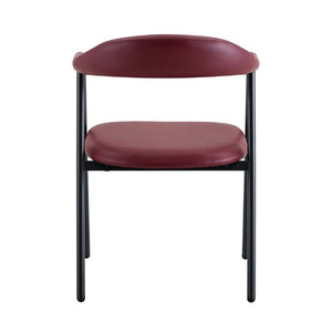 English Elm 4-Piece Matte PU Leather Dining Chair Set with Steel Legs for Modern Interiors Red+Black W1151P473199