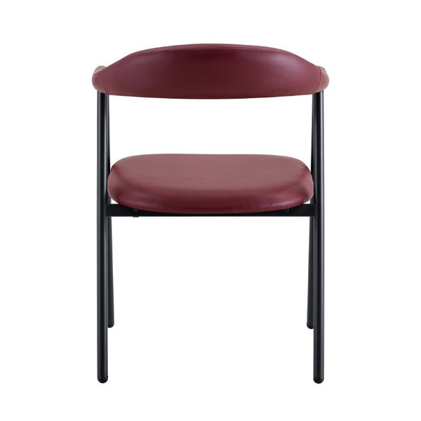 English Elm 4-Piece Matte PU Leather Dining Chair Set with Steel Legs for Modern Interiors Red+Black W1151P473199