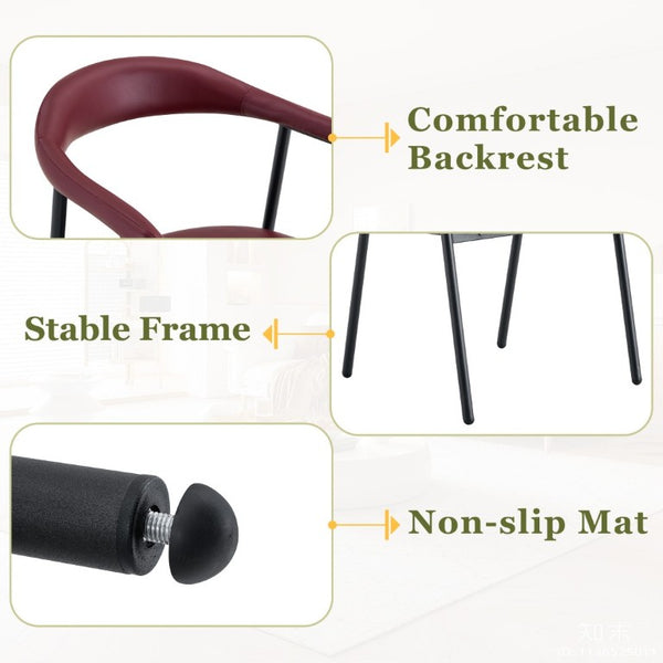 English Elm 4-Piece Matte PU Leather Dining Chair Set with Steel Legs for Modern Interiors Red+Black W1151P473199