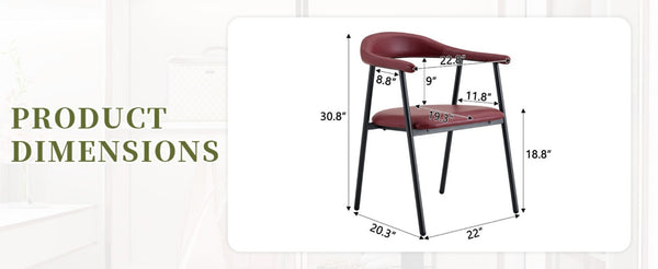 English Elm 4-Piece Matte PU Leather Dining Chair Set with Steel Legs for Modern Interiors Red+Black W1151P473199