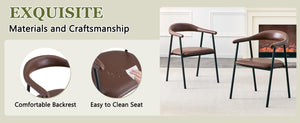English Elm 4-Piece Matte PU Leather Dining Chair Set with Steel Legs for Modern Interiors Brown+Black W1151P473200