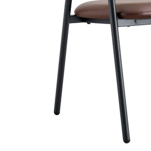 English Elm 4-Piece Matte PU Leather Dining Chair Set with Steel Legs for Modern Interiors Brown+Black W1151P473200