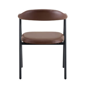 English Elm 4-Piece Matte PU Leather Dining Chair Set with Steel Legs for Modern Interiors Brown+Black W1151P473200