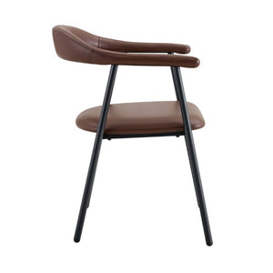 English Elm 4-Piece Matte PU Leather Dining Chair Set with Steel Legs for Modern Interiors Brown+Black W1151P473200