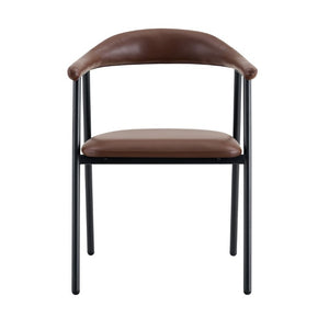 English Elm 4-Piece Matte PU Leather Dining Chair Set with Steel Legs for Modern Interiors Brown+Black W1151P473200