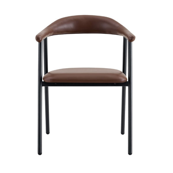 English Elm 4-Piece Matte PU Leather Dining Chair Set with Steel Legs for Modern Interiors Brown+Black W1151P473200