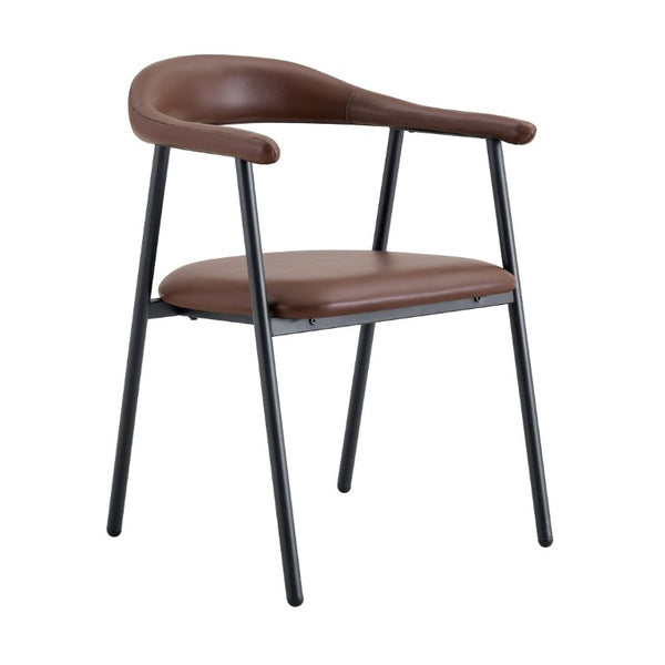 English Elm 4-Piece Matte PU Leather Dining Chair Set with Steel Legs for Modern Interiors Brown+Black W1151P473200
