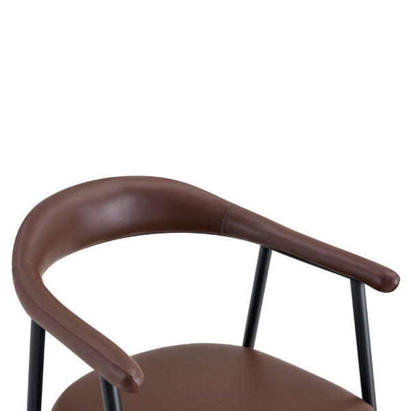 English Elm 4-Piece Matte PU Leather Dining Chair Set with Steel Legs for Modern Interiors Brown+Black W1151P473200