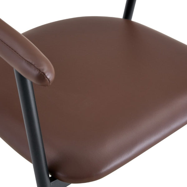 English Elm 4-Piece Matte PU Leather Dining Chair Set with Steel Legs for Modern Interiors Brown+Black W1151P473200