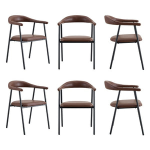 English Elm 4-Piece Matte PU Leather Dining Chair Set with Steel Legs for Modern Interiors Brown+Black W1151P473200