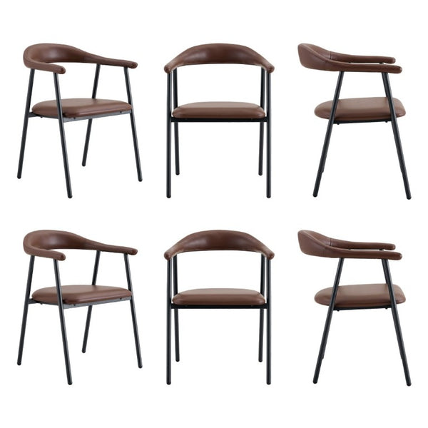 English Elm 4-Piece Matte PU Leather Dining Chair Set with Steel Legs for Modern Interiors Brown+Black W1151P473200