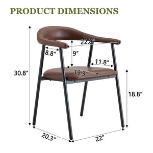 English Elm 4-Piece Matte PU Leather Dining Chair Set with Steel Legs for Modern Interiors Brown+Black W1151P473200