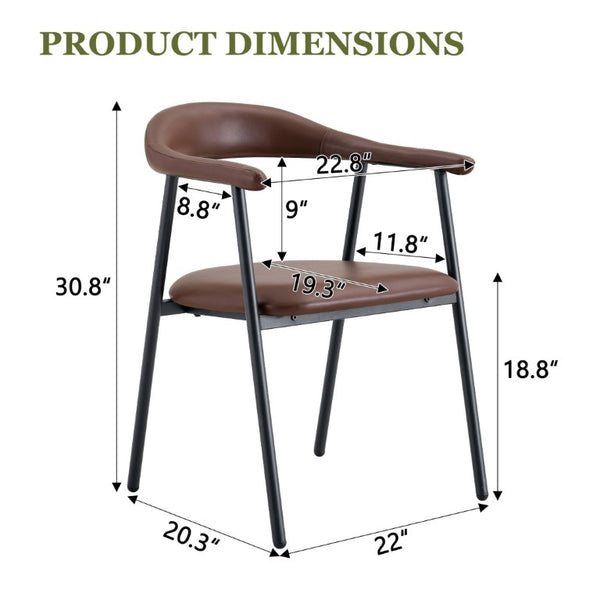 English Elm 4-Piece Matte PU Leather Dining Chair Set with Steel Legs for Modern Interiors Brown+Black W1151P473200