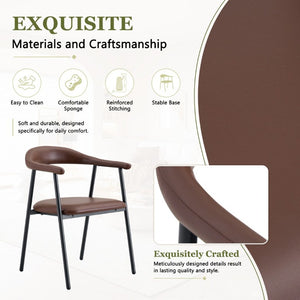 English Elm 4-Piece Matte PU Leather Dining Chair Set with Steel Legs for Modern Interiors Brown+Black W1151P473200