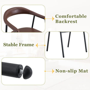 English Elm 4-Piece Matte PU Leather Dining Chair Set with Steel Legs for Modern Interiors Brown+Black W1151P473200
