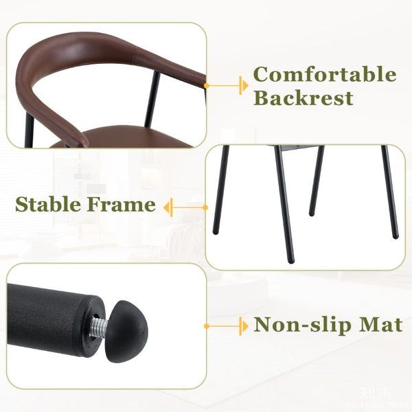 English Elm 4-Piece Matte PU Leather Dining Chair Set with Steel Legs for Modern Interiors Brown+Black W1151P473200