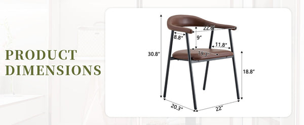 English Elm 4-Piece Matte PU Leather Dining Chair Set with Steel Legs for Modern Interiors Brown+Black W1151P473200