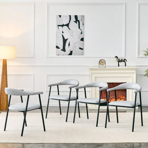 English Elm 4-Piece Matte PU Leather Dining Chair Set with Steel Legs for Modern Interiors Black+Light Gray W1151P473201