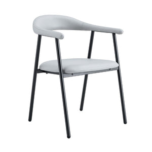 English Elm 4-Piece Matte PU Leather Dining Chair Set with Steel Legs for Modern Interiors Black+Light Gray W1151P473201