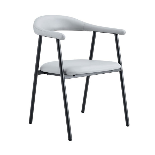 English Elm 4-Piece Matte PU Leather Dining Chair Set with Steel Legs for Modern Interiors Black+Light Gray W1151P473201